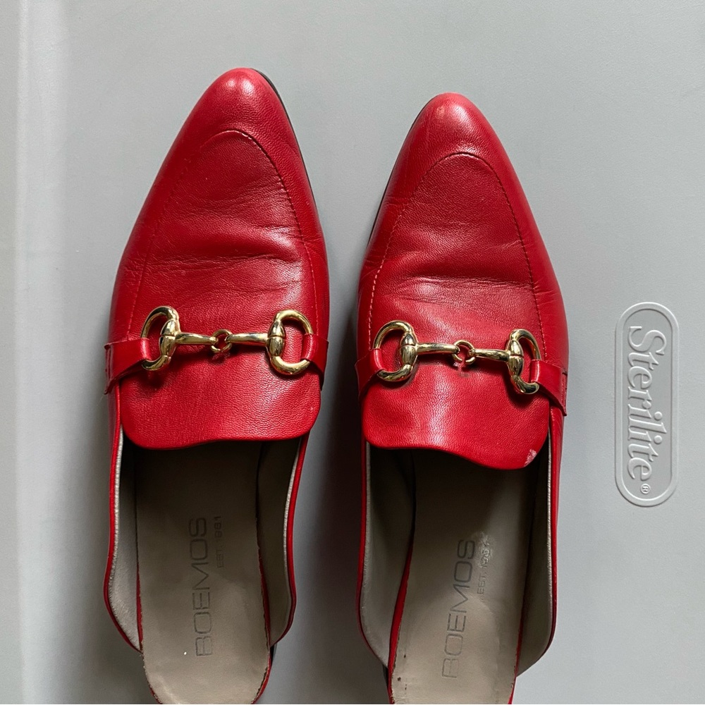Red Leather Mules - Picture 2 of 7